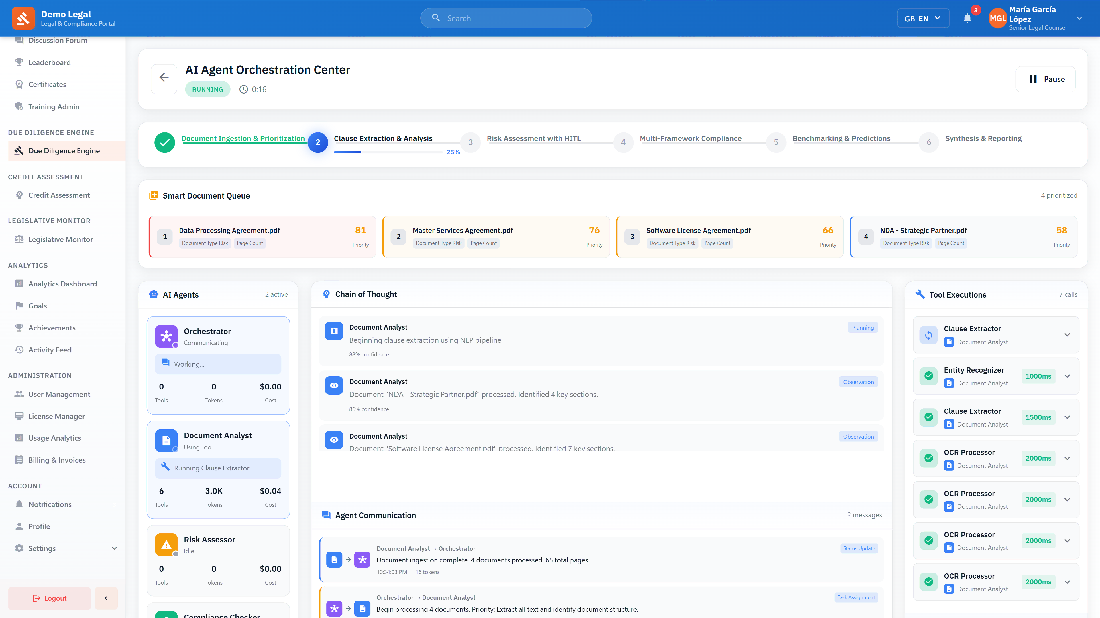 Agent Orchestration - Real-time multi-agent workflow with chain of thought